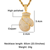 Zircon Faux Gold Boxing Gloves, Pendant Necklace