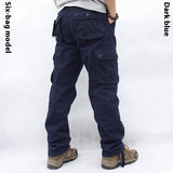 Multi-pocket Workwear Casual Trousers, Straight Men's Regular Fit Pants