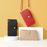 Mobile Phone Bags with Transparent Touch Screen Love Buckle Long Wallet, Women's Multifunctional Crossbody Shoulder Bag