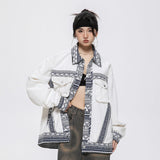 Ethnic Pattern Stitching, Oversized Jacket for Unisex