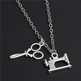 Tailor Sewing Machine Necklace – Scissors Pendant Clavicle Chain for Men