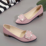 Rhinestone Square Buckle Bow, Flat Shoes