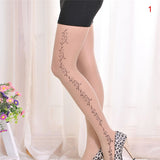 Velvet Cartoon Tattoo Print Stockings – Fashion Sheer Pattern Tights