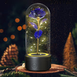 Creative 2-in-1 Rose Flowers LED Light, Bluetooth-compatible Speaker Valentine's Day Gift, Rose Luminous Night Light, Ornament in Glass Cover