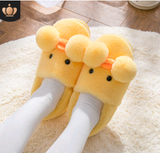 Winter cute cartoon kids cotton shoes for babies, small yellow duck cotton slippers for children