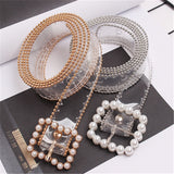 Women’s Transparent PVC – Pearl Buckle Fashion Waist Belt