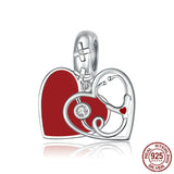 S925 Sterling Silver Pendant with Heart-shaped Stethoscope