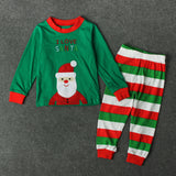 Children's Santa Claus Pattern Striped Long-sleeved and Trousers, Two-piece Home Pajamas Set