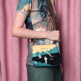Vintage Velvet Canvas Embroidery Vintage Messenger Bag, Women in the 90s - Series of one Day