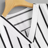 Striped Women's V-neck Long Sleeve Shirt