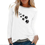 Ladies Bear Paw Print Long Sleeve T-shirt – Casual Women’s Graphic Tee