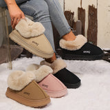 Cozy Plush Soft Slippers Shoes for Women, Non-slip Platform Shoes with Faux Fur Lining, Mute Sole and Comfortable Fit for Indoor Wear
