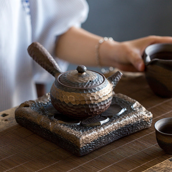Handmade Rough Pottery Teapot with Hand Bubble