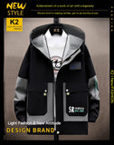 Color Matching Overalls, Spring and Autumn Hooded Jacket