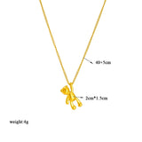 Cute Cartoon Three-dimensional Bear Necklace, Titanium Steel Chain Versatile Pendant Necklace