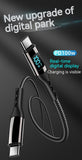 Double-headed Type-C Interface, 5A Fast Charge PD Woven C to C Digital Display Zinc Alloy Data Cable