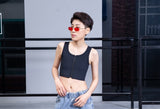 T Era Les Chest Cover, Short Bandage Zippered Tomboy Vest Corset