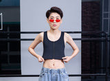 T Era Les Chest Cover, Short Bandage Zippered Tomboy Vest Corset