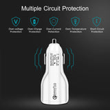 Quick Charge Car Charger for Mobile Phone, Qualcomm QC 3.0 Fast Charging Adapter, Mini Dual USB Car Charger