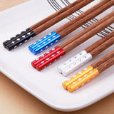 Household or Restaurants - Solid Wood, Matte Black, Alloy Chopsticks