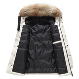 Men's Hooded Down Jacket, Thick Warm Coat with Fur Collar