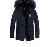 Winter New Warm Casual Men's Cotton Coat, Thick Long Hair Fur Collar Jacket