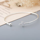 Japanese and Korean Simple 925 Silver Leaf Bracelet