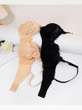 Large Size Adjustable Lace Bra, Top Push-up Thin Cotton Cup, Underwire Women's Brassiere