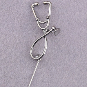 Alloy Metal Clothing Accessories, Sweater Stethoscope Brooch Drip Coat Badge