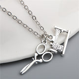 Tailor Sewing Machine Necklace – Scissors Pendant Clavicle Chain for Men