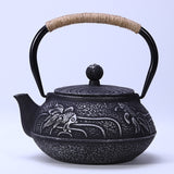 Cast Iron Peony Boiling Teapot, Pig Iron Teapot, Uncoated Tea Set