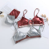 Glossy Ice Silk Triangle Cup Bra with Satin Panty Set