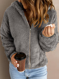 Women's Casual Hooded Long Sleeve Pullover Plush Jacket