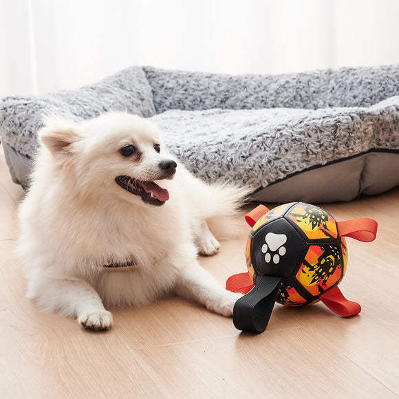 Dog Soccer Balls Toy with Straps, Gift for Pets - Puppy Birthday Interactive Toys