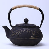Cast Iron Peony Boiling Teapot, Pig Iron Teapot, Uncoated Tea Set