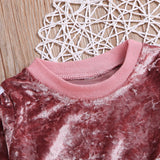 Breathable Clothes Set, Cute Fashion O-neck Long Sleeve Gold Velvet Sweatshirt Trousers, Baby Girls Tracksuit Sets