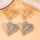 New Pleated Lava Hollow Heart-shaped Earrings, Personality Exaggerated Love Earrings for Women, Valentine's Day Jewelry