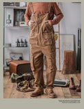 European and American Style Reverse Master Straight Multi-pocket Workwear Cargo Suspender Pants