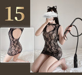 Transparent Stockings, Mesh Bodysuit Uniform