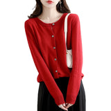 New Thin Round Neck Cardigan Sweater, Short Outer Tops
