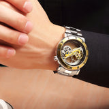 Stainless Steel Band, 3D Skeleton Automatic Mechanical Men’s Watch