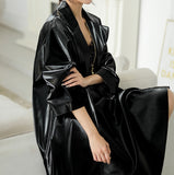 Women's Spring Two-piece Leather Skirt, Fashion Black Suit