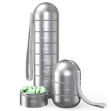Metal Pill Organizer, Weekly Waterproof Travel Pill Box, Large Aluminum Alloy Case, 7 Day Daily Medicine Container