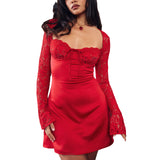 Fashionable Lace Corset, Long Sleeve Dress, Y2K Short Frock