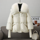 Down Cotton-padded Jacket, Women's Short Fur Collar Thickened Coat, Winter Clothing