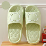 Rhombus Design Bear Slippers, Indoor Non-slip Thick Soles, Bedroom Bathroom Slippers for Women and Men, Cute House Flats