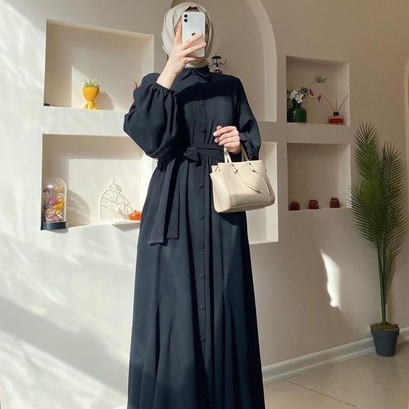 Solid Color Muslim Women's Clothing Dress