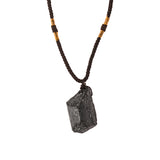 Black Tourmaline Rough Stone Pendant Necklace