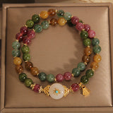 Natural Tourmaline Double Ring Jade Twin Bracelet – Luxury Women’s Jewelry