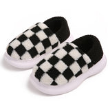Velvet plus Thick Cotton Mop, Checkerboard Homewear Shoes